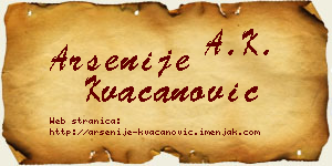 Arsenije Kvačanović vizit kartica